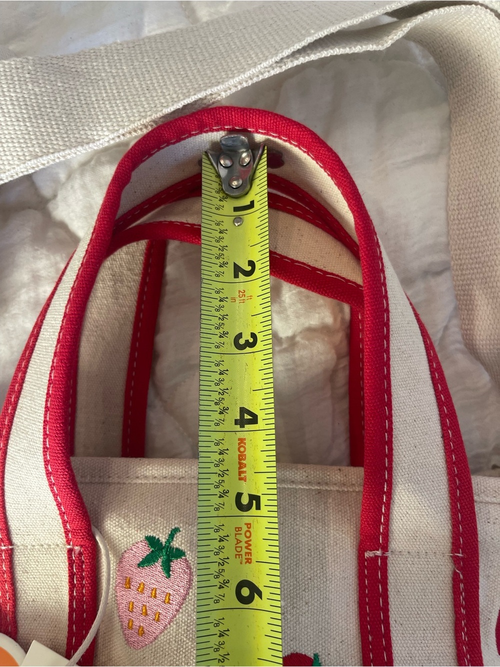 Strawberry Embroidered Canvas Tote Bag Crossbody Cottagecore Coquette Summer NWT - Picture 15 of 16